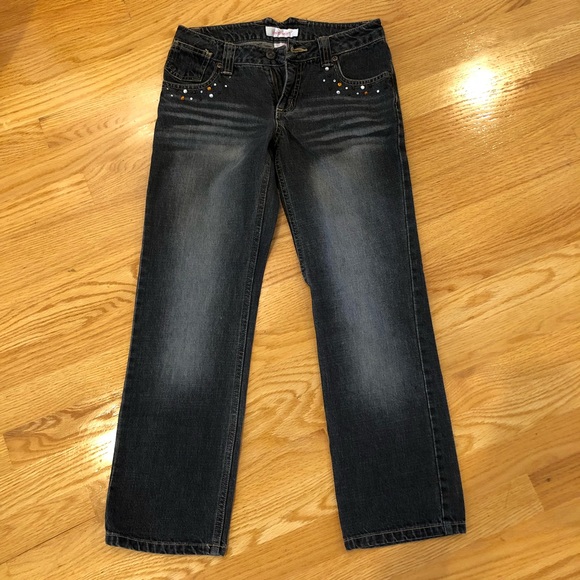 Size 10 Kids Dark Blue Bedazzled Jeans - Picture 4 of 6